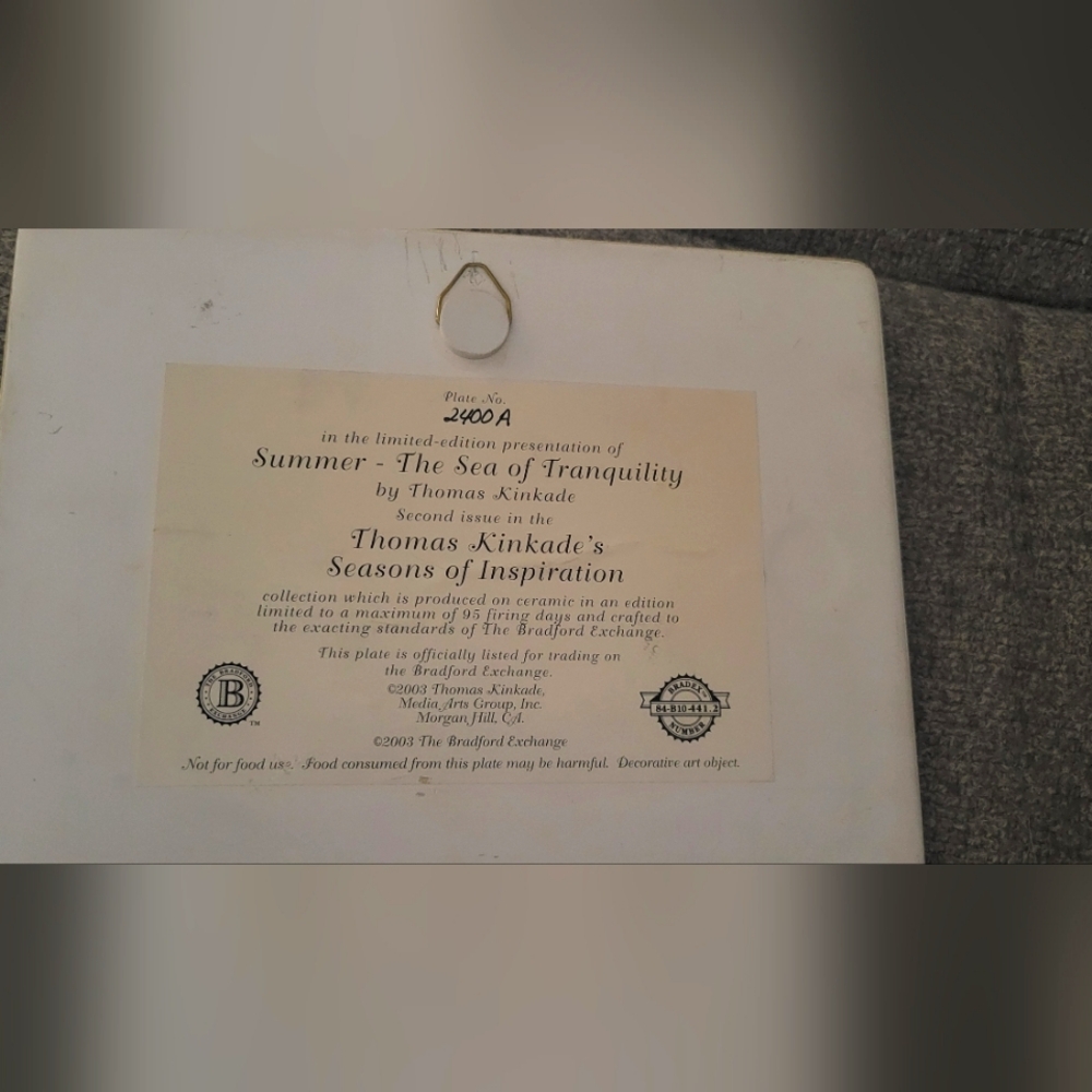 Thomas Kincaid Collectors Plate - Picture 2 of 2